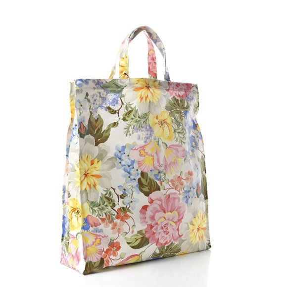 Gucci Floral-print Logo Tote Bag in White NEW WITH DUST BAG - Picture 2 of 14